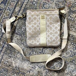 Coach Beige and Gold Crossbody Bag